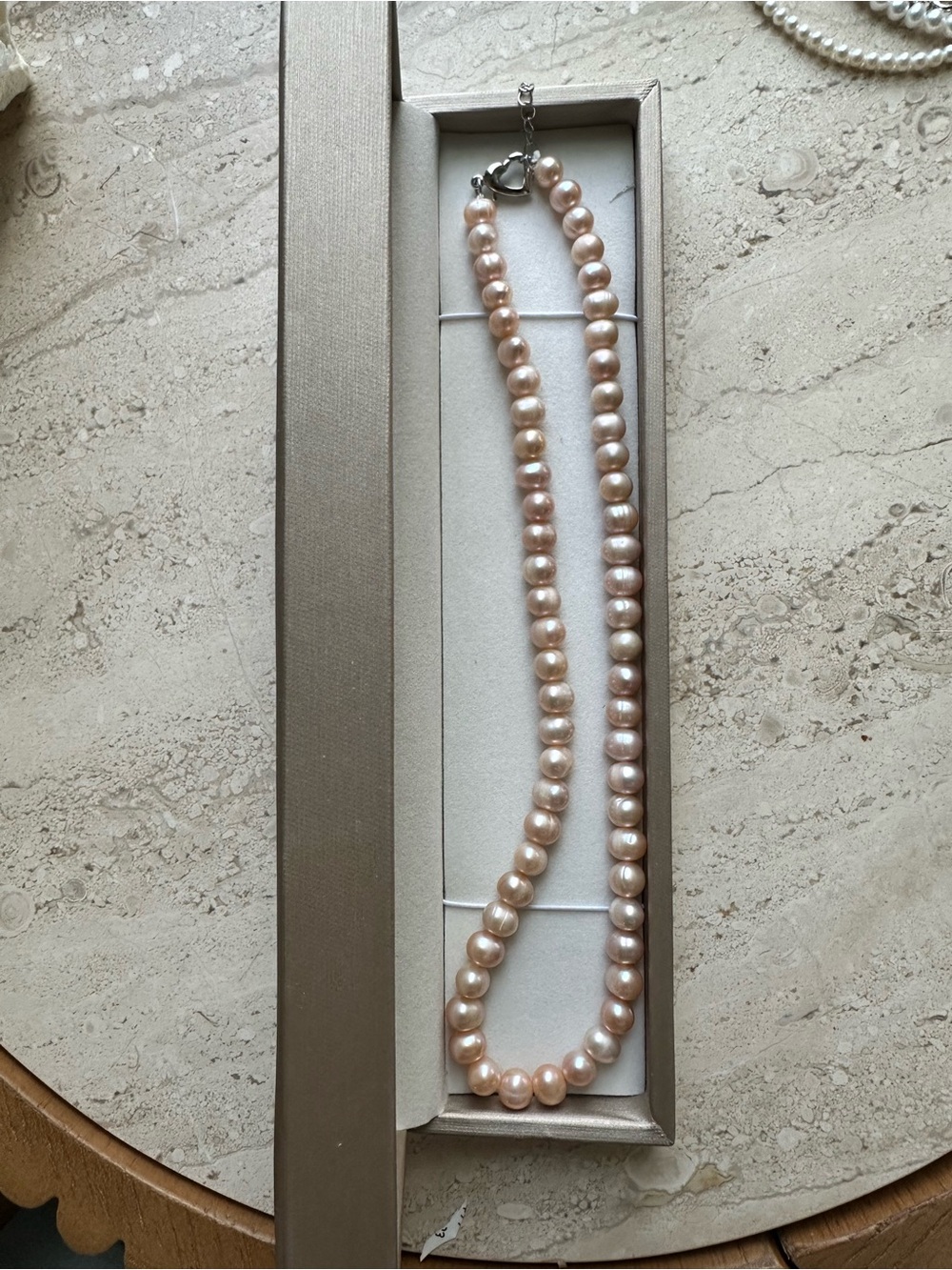 Genuine Champagne Freshwater Pearl Necklace, Dainty Pearl Strand